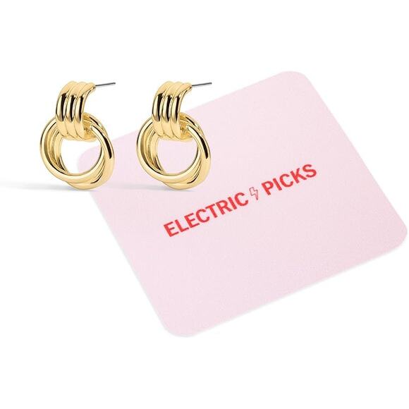 Electric Picks Knot Earrings Women 14k Gold Plated Lightweight Hoop Modern Gift - Picture 6 of 7